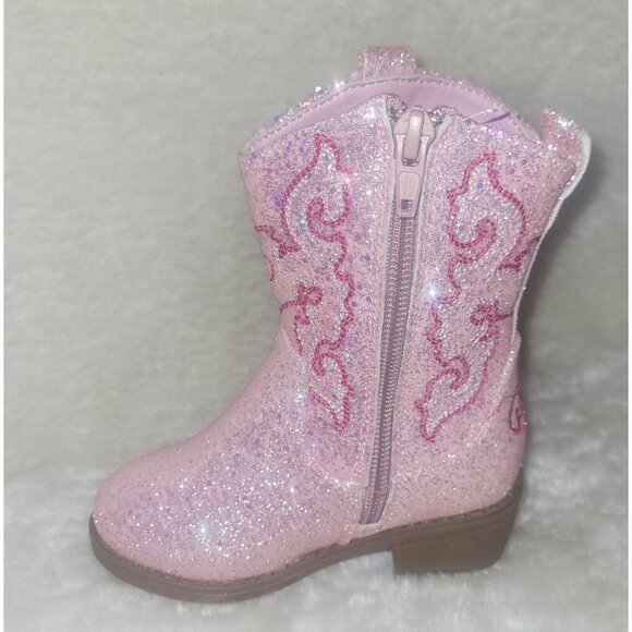 Cowboy Boots Little Kids TODDLER Size US 8 Blush Sparkle Glitter By Pawz NEW - Picture 6 of 9